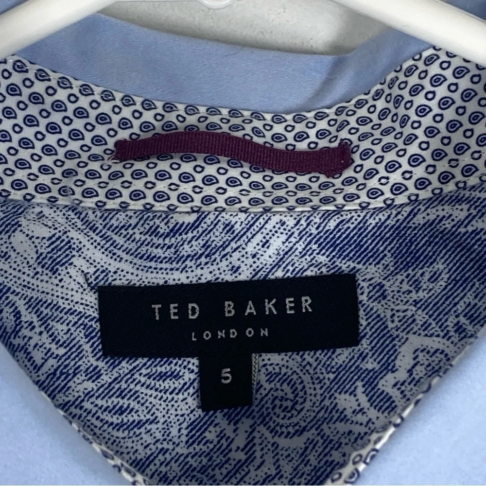 Ted Baker London Shirt Men’s Button Dow Blue  Cotton Long Sleeve Size 5 Office - Picture 5 of 16
